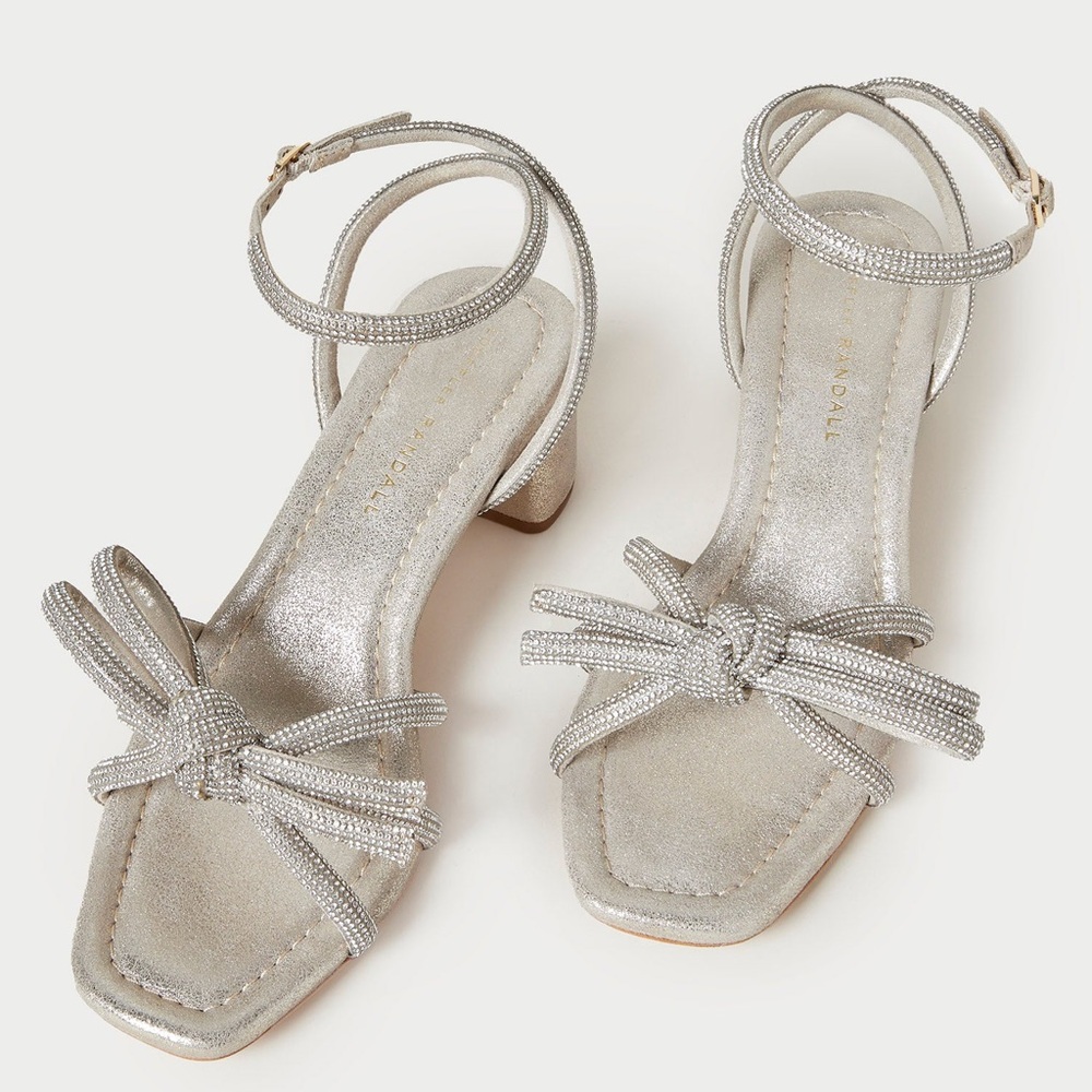 Loeffler Randall Mikel Cappuccino Bow Mid−Heel Sandal
